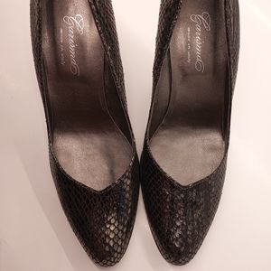 Carisma Metallic Black Snakeskin High Heel Shoes